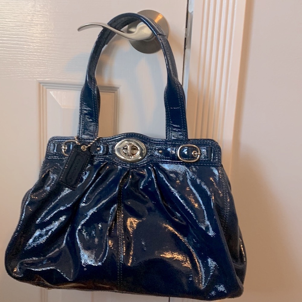 Coach patent leather blue bag